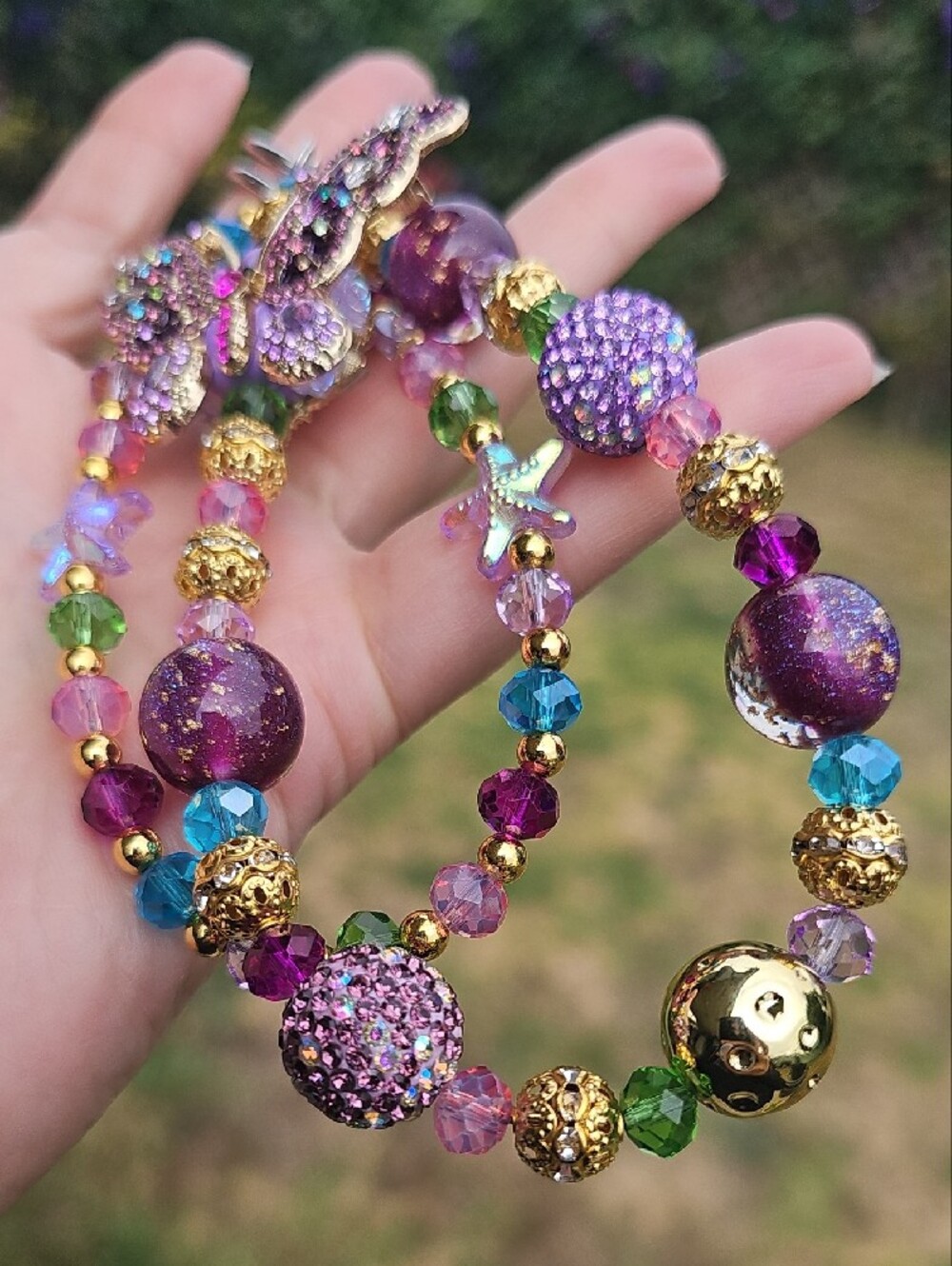 Handcrafted Purple Butterfly Beaded Charm - Picture 5 of 7